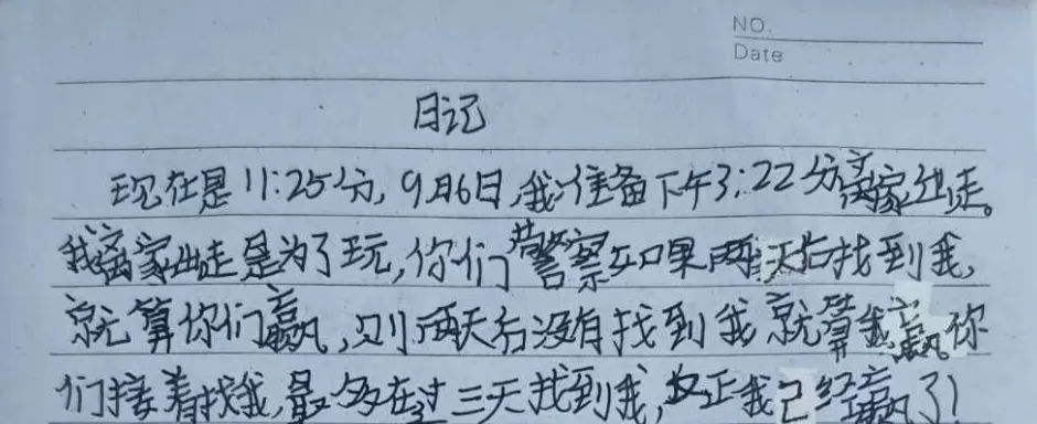 10岁女孩突然失联!警方发现日记本:“我走了,只给你们48小时破案时间”-第2张图片- 10岁女孩突然失联!警方发现日记本:“我走了,只给你们48小时破案时间”-第2张图片-