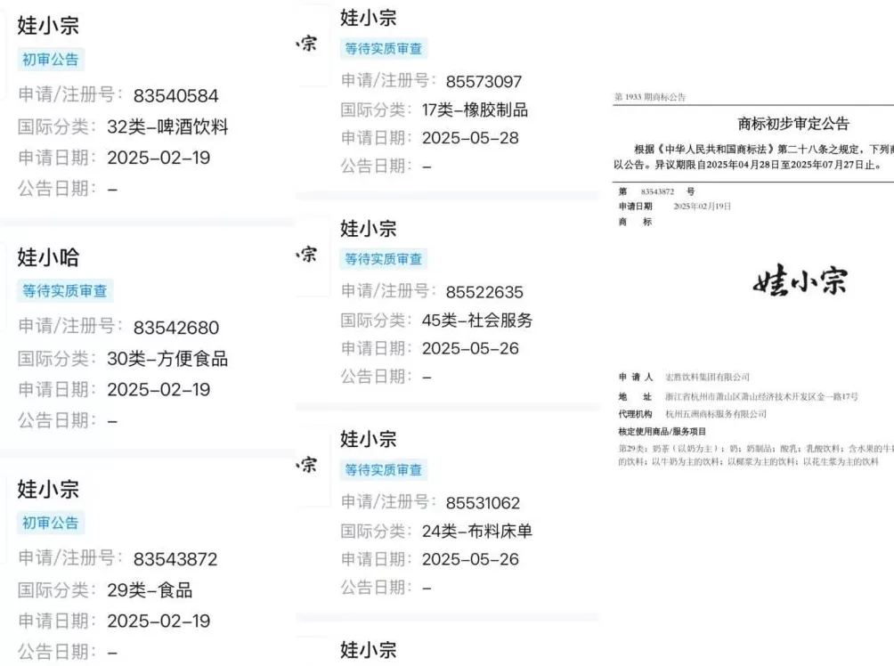 娃哈哈或启用新品牌，半年前已注册“娃小宗”商标-第1张图片-