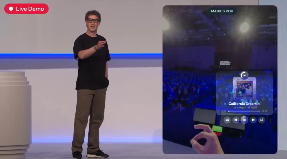 起售价799美元!Meta推出旗下首款内置显示屏的智能眼镜,但现场演示“翻车”了-第2张图片- 起售价799美元!Meta推出旗下首款内置显示屏的智能眼镜,但现场演示“翻车”了-第2张图片-