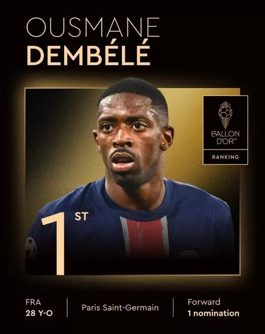 法国前锋登贝莱摘得2024-2025赛季男子金球奖-第1张图片-