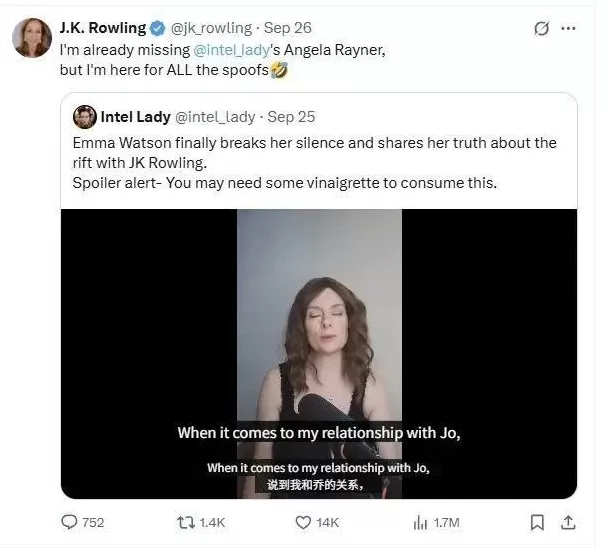 JK罗琳千字长文开撕“赫敏”艾玛·沃森示好！讽她挺跨性别言论无知假惺惺：你没资格代表《哈利·波特》-第6张图片-