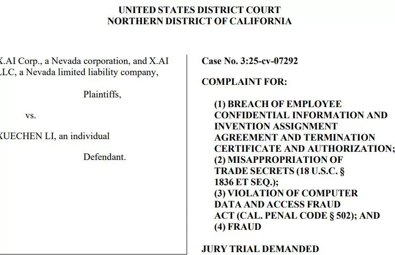 马斯克旗下xAI被盗走整个代码库，指控OpenAI窃取商业机密，OpenAI：这就是骚扰-第4张图片-