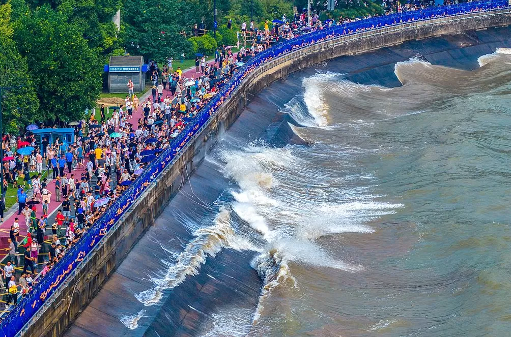 城事｜八月十八钱塘江潮如练，数万游客共赏“天下第一潮”-第7张图片-