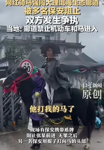 网红博主骑马硬闯大理洱海生态廊道，账号已被注销-第1张图片-