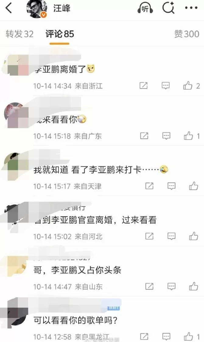 李亚鹏离婚，网友去看汪峰-第2张图片-