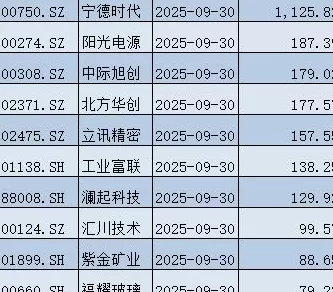 北向资金三季度持仓曝光：宁德市值第一，京东方A获增持股数最多-第4张图片-