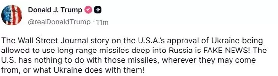 美媒称美国允许乌对俄使用远程导弹，特朗普：假新闻！-第1张图片-