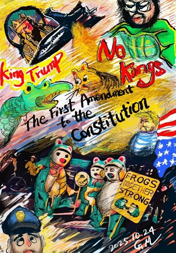 李公明｜一周画记：“不要国王！”——特朗普用AI视频泼粪回击抗议者-第1张图片-