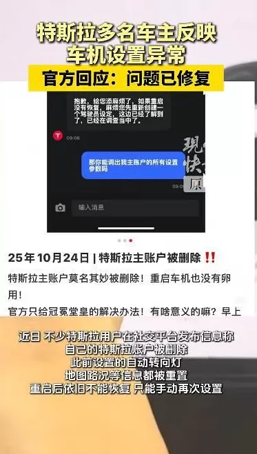 多名特斯拉车主反映车机设置异常，自动转向灯等信息被重置，官方回应回应-第1张图片-