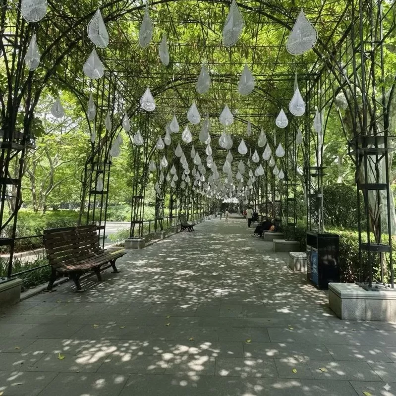 复兴公园“雨滴长廊”有后续：公园落叶已铺在上海交大这栋楼-第1张图片-
