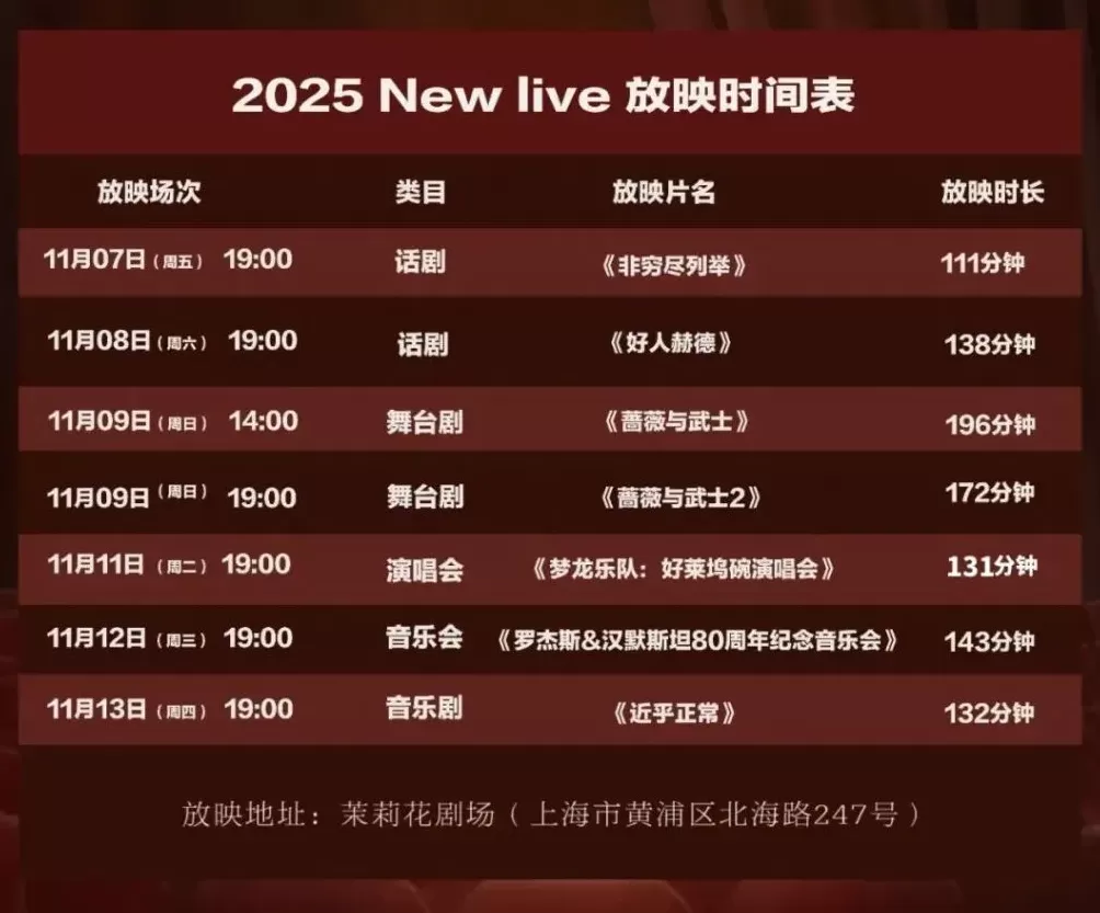 新现场高清“回归”上海，茉莉花剧场和美琪大戏院开启放映-第1张图片-