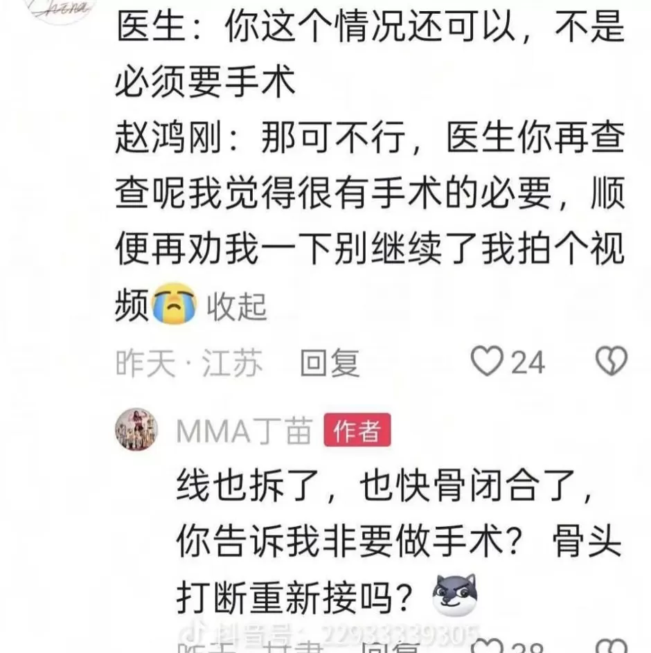 中央美院女高材生嘲讽赵鸿刚:线都拆了还做手术,骨头打断了重新接?-第3张图片- 中央美院女高材生嘲讽赵鸿刚:线都拆了还做手术,骨头打断了重新接?-第3张图片-