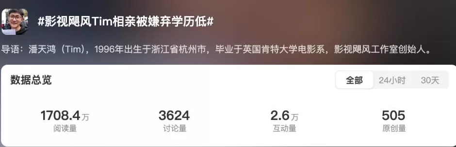 影视飓风创始人相亲被嫌弃学历低网友吵翻了-第1张图片-