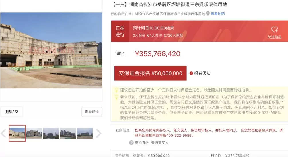 长沙大王山恒大童世界项目三幅地块被法拍：土地总面积17.2万平米，起拍价3.53亿元-第1张图片-