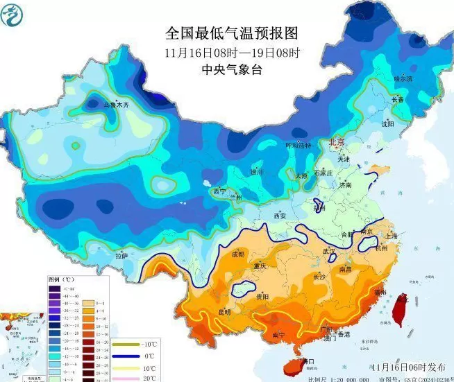 中央气象台继续发布寒潮蓝色预警：中东部地区日平均或最低气温普遍下降6～10℃-第2张图片-