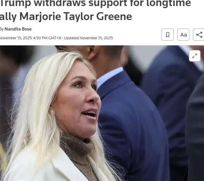 重大决裂，特朗普最新宣布撤回对共和党籍众议员泰勒·格林的支持-第1张图片-